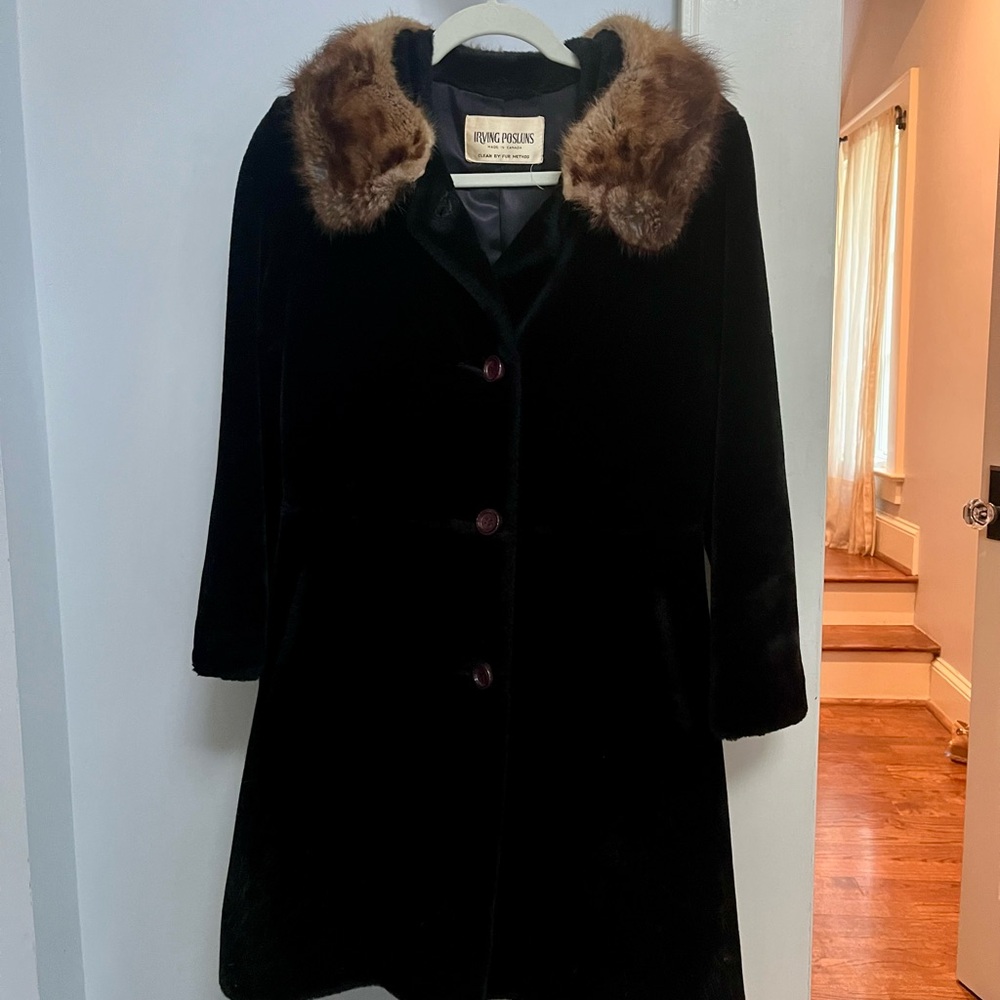 Vintage 1960’s Faux Fur Coat with Fur Collar